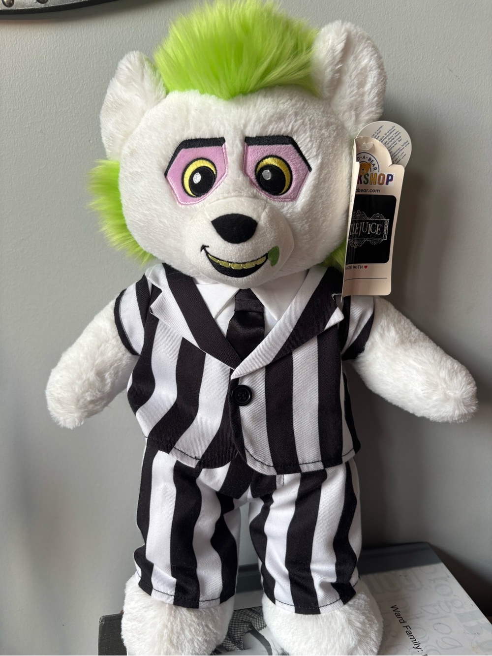 NWT Build A Bear Beetlejuice Bear Plush Halloween Suit Not Working Soundbox
